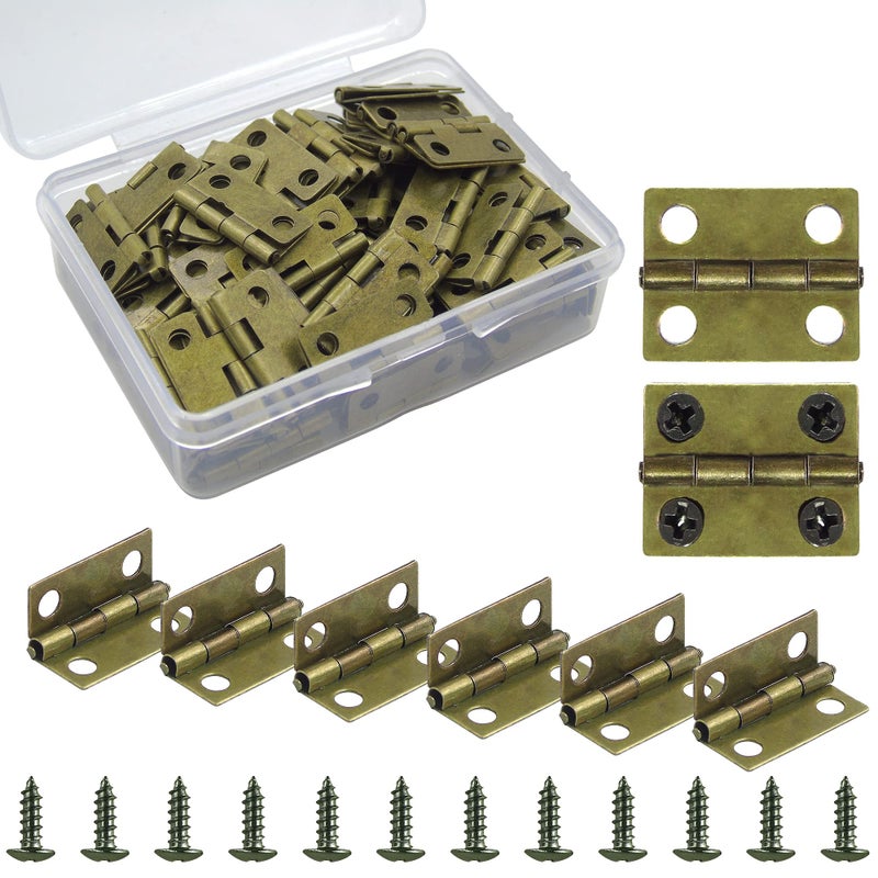HKACSTHI 100 Pieces Small Hinges for Wooden Box Bronze Mini Hinges Tiny Hinge for Jewelry Box, Mini Cabinet and Crafts - Image 1